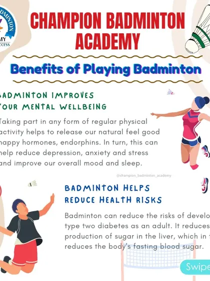 Playing badminton is great for more than just physical fitness. Regular play helps improve mental wellbeing by reducing stress and anxiety, and it can also lower long-term health risks.