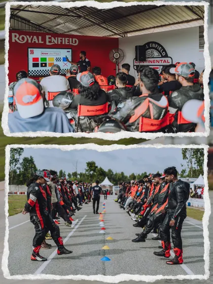 A collage from the Bangalore Zonal Selection, showing the classroom theory sessions and on-track fitness drills we conduct to prepare the riders.