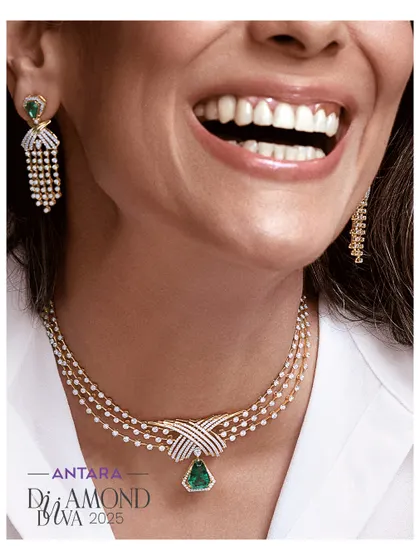 Her loudest victory was the day she said, ‘I’m proud of me.’ This layered diamond and emerald necklace is a beautiful way to mark that moment of self-recognition.