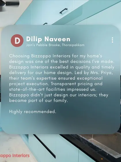 "Choosing Bizzoppo Interiors for my home's design was one of the best decisions I've made." We are proud to share this glowing review from our client, Dilip Naveen.