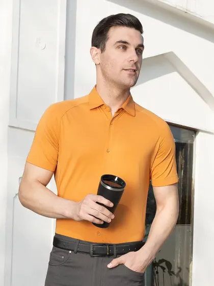 A lifestyle shot of a model in a Harfunlife shirt, captured in a relaxed, confident pose. This style of photography helps sell not just a product, but a way of life associated with the brand.