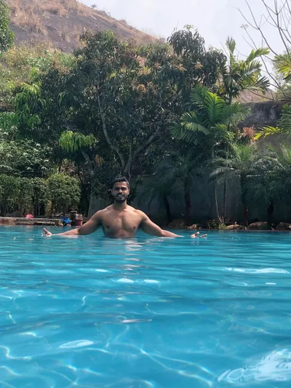 Taking a break and enjoying the water. Fitness is also about recovery and enjoying the body you've worked hard to build.