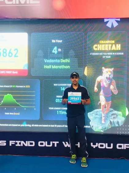 As an athlete, I practice what I preach. This is my result from the Vedanta Delhi Half Marathon, a reminder that dedication and hard work pay off. I bring this same competitive spirit to my clients' training.