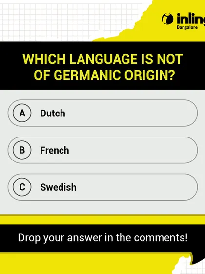 This quiz asks which language is not of Germanic origin. It's an engaging way to teach about language families and the relationships between Dutch, French, and Swedish.