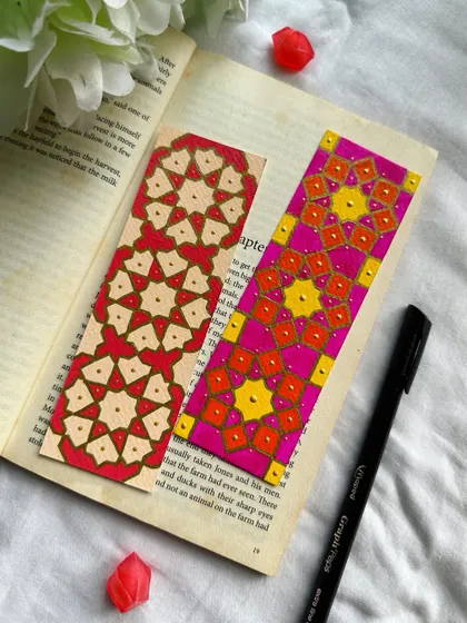 A pair of bookmarks inspired by Islamic geometry. I love the clean lines and beautiful symmetry of these patterns.