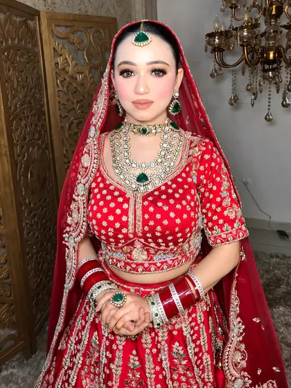 Ready for her big day. The makeup is waterproof and sweat-proof, designed to last through every emotional moment.