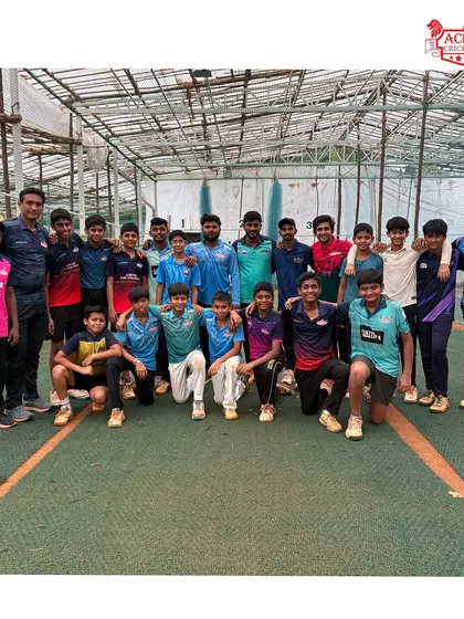 A group photo of our players with their coach, capturing the strong bond and team spirit we foster.
