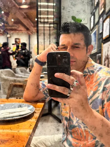 A quick selfie during a break at the airport cafe set. Even during downtime, the energy on set is always buzzing.
