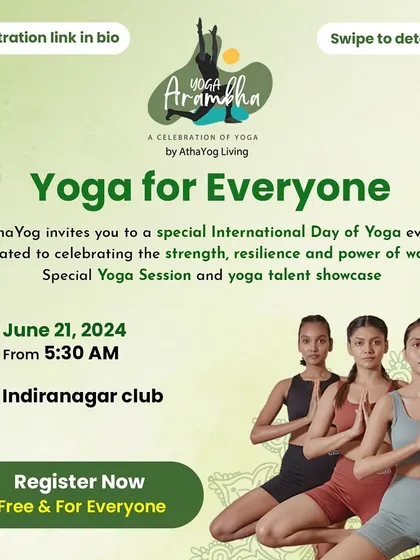 An invitation to our International Day of Yoga event, dedicated to celebrating the strength, resilience, and power of women. Join us for a special yoga session and talent showcase.