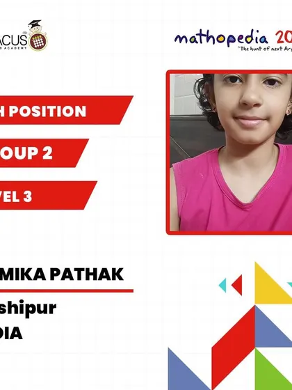 Vamika Pathak from Kashipur, India, who achieved 6th Position.
