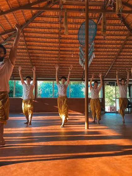 A class moves in unison, breathing and flowing together in a dynamic Vinyasa sequence. The collective energy of the group supports each individual, creating a powerful and meditative experience. You will learn to lead classes with this same sense of unity and flow.