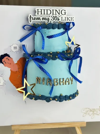 When cake becomes your canvas. This unique 2D-style cake, with a character peeking out from behind, is art you can eat, and it tastes as good as it looks.