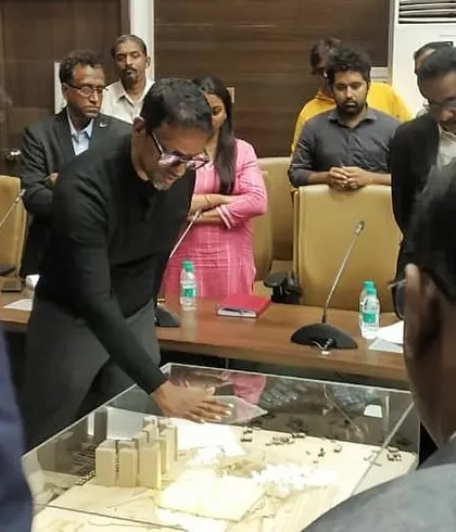 Presenting the model of the Telangana High Court. Our goal was to create an earnest building rooted in the values of justice and democracy, a structure that commands respect without intimidation and fosters a sense of belonging.