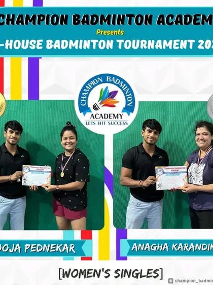 Congratulations to Pooja Pednekar (Winner) and Anagha Karandikar (Runner-Up) for their excellent performance in the Women's Singles category of our in-house tournament.
