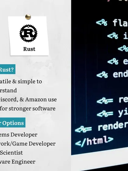 For building robust software, we introduce languages like Rust. We explain how major companies like Amazon and Discord use it for stronger, more secure systems, a valuable skill for game and network developers.