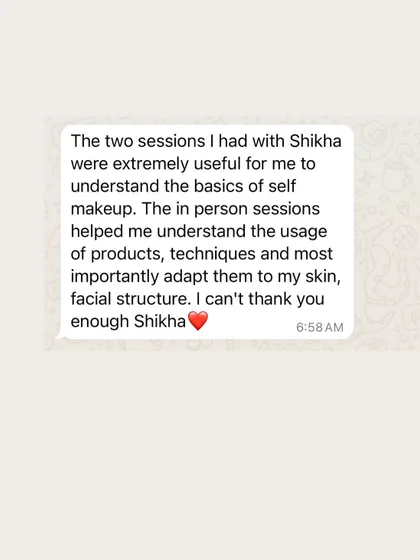 This student appreciated how I adapted the techniques to her skin and facial structure. She found the in-person session extremely useful for understanding the basics.