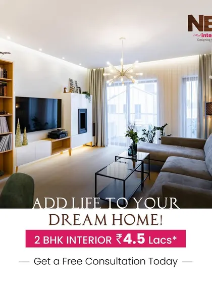 I offer complete interior packages, like this 2BHK design starting at ₹4.5 Lacs. I provide a free consultation to help you get started on your dream home.