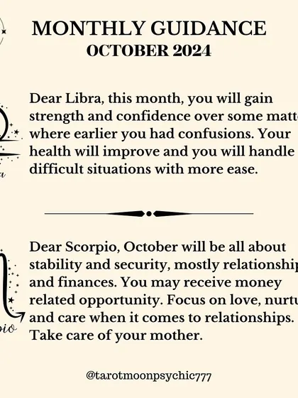Dear Libra, this month you will gain strength and confidence over a matter where you previously had confusion. Your health will improve, and you will handle difficult situations with more ease.