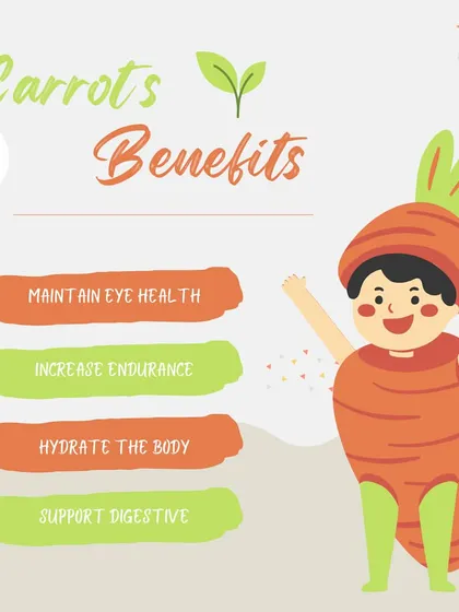 Carrots are packed with benefits. They are famous for maintaining eye health, but they also help increase endurance, hydrate the body, and support a healthy digestive system.