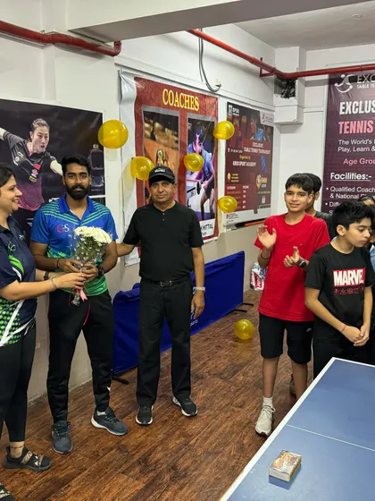 Our coaches being felicitated during our one-year anniversary event. We are grateful for our team and the wonderful community of players and parents who support us.