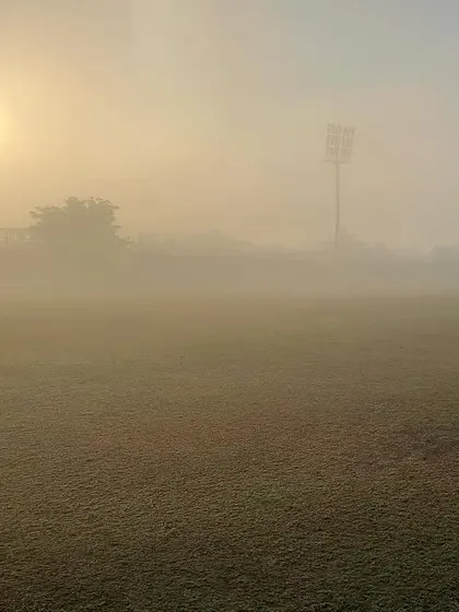 The sun rising over the foggy ground, a new day and a new opportunity.