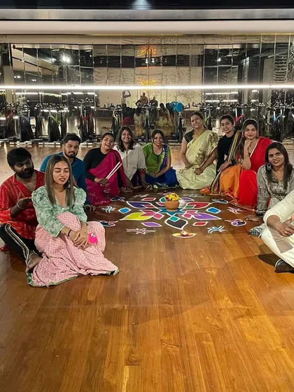 Another shot of our group enjoying the festive atmosphere of the Dandiya event.