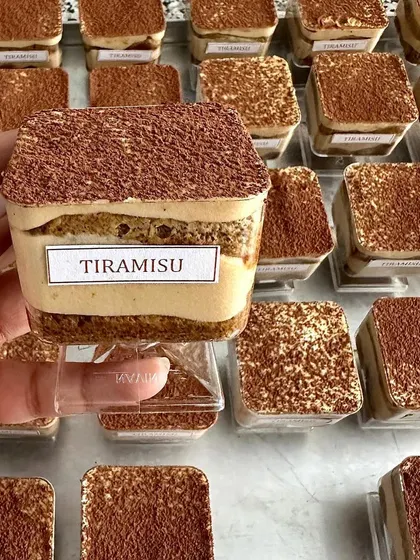 Blissful bites, ready for delivery. I handle bulk orders of my individual Tiramisu tubs, perfect for corporate gifting or dessert tables.