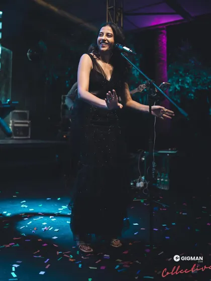 Another picture from a show with the Gigman Live collective. The confetti on the floor shows what a fun night it was.