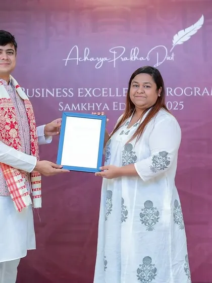 Honoring a participant at the conclusion of the Samkhya Edition workshop. I am grateful for the faith and dedication shown by everyone who attended.