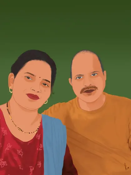 A custom digital portrait I created for a client. I can turn your favorite couple photo into a special piece of art like this.