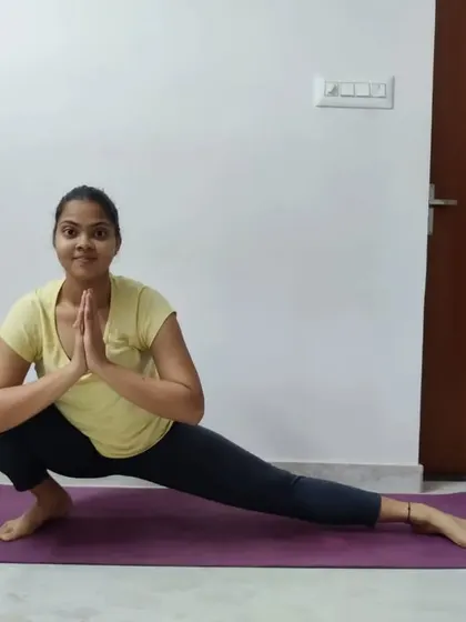 Day 5 of Navratri: Skandasana. Dedicated to Skanda Mata, the mother of Lord Kartikeya, this pose opens the hips and builds strength.