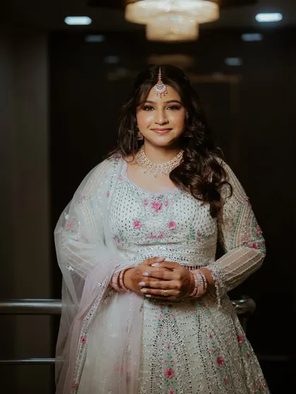 A beautiful portrait of the bride ready for her engagement ceremony.