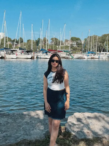 Another shot of my casual summer outfit at the Toronto marina.
