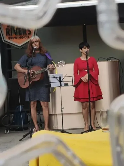 My band Midnight Poppies performing as a duo. We adapt our setup to fit the venue, from breweries to larger stages, always focusing on delivering our original music with passion.