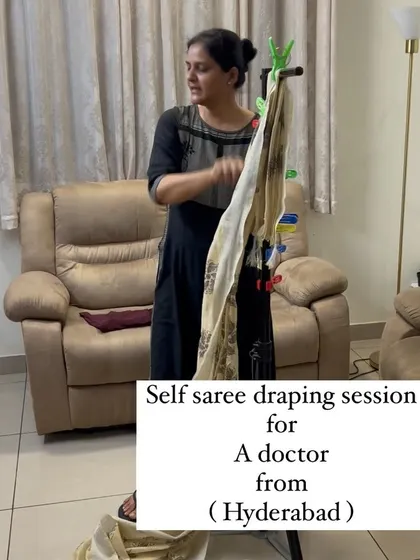 A doctor from Hyderabad learning to pre-pleat her saree online. The techniques I teach save time and are perfect for women with demanding jobs.