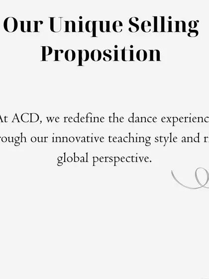 My unique selling proposition is simple. I redefine the dance experience through an innovative teaching style and a rich global perspective, ensuring your performance is unlike any other.
