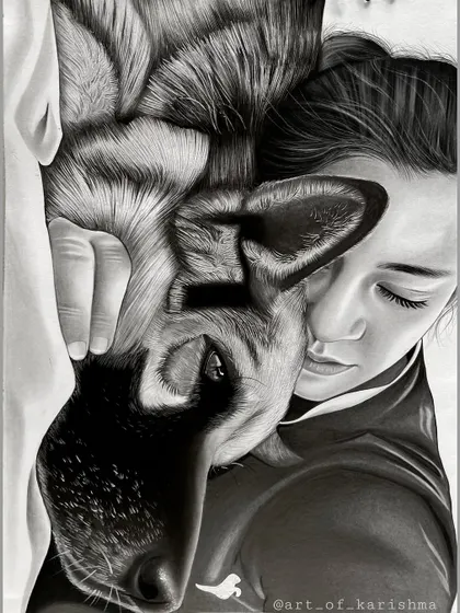 This custom charcoal sketch captures the pure, unspoken love between a girl and her best friend. I focus on bringing out the emotion in these moments, creating a timeless A4 portrait to honor your furry family members.
