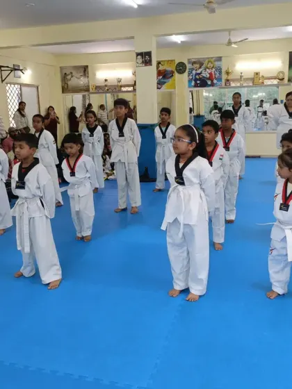 Another group of white belts, ready and focused.