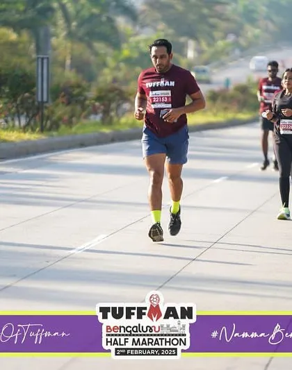 Pushing the pace during the Tuffman Half Marathon. The training and mental preparation all lead up to these moments.