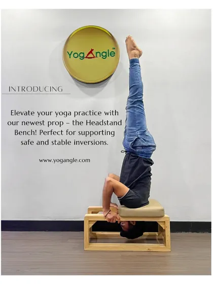 I am excited to introduce the Headstand Bench to our studio. This prop is perfect for practicing inversions safely, as it supports the shoulders and removes pressure from the neck, making headstands accessible to more people.