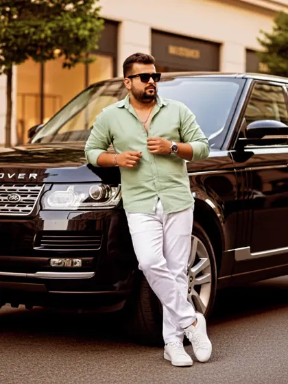 Leaning against a Range Rover for a luxury lifestyle shoot. The look and feel of my brand is as important as the music.