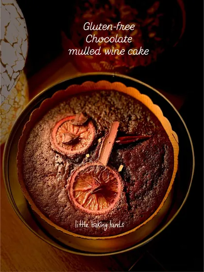 A gluten-free chocolate mulled wine cake, perfect for a sophisticated Christmas celebration. It's made with sorghum flour and has all the warm, spicy flavours of mulled wine.