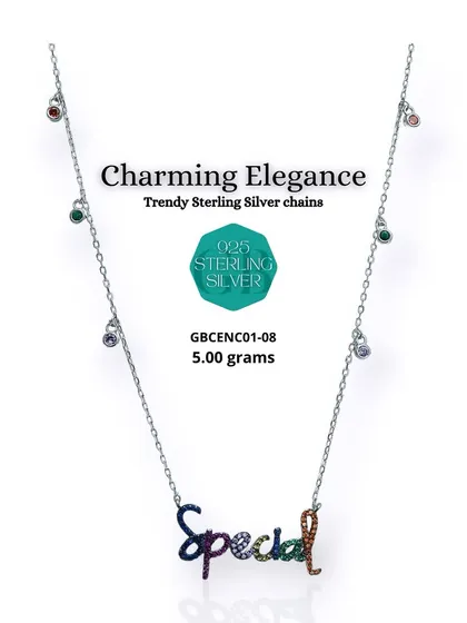 This "Special" pendant necklace is a lovely way to celebrate yourself or a loved one. It's crafted from 92.5 sterling silver and features a pendant with vibrant multicolor stones.