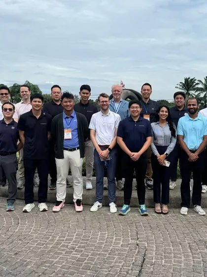 Our Team with Global Representatives at the TrackMan Conference: Our coaching staff regularly collaborates with global leaders in golf technology. This photo shows our team with representatives from across Southeast Asia at the TrackMan conference, ensuring we stay at the forefront of coaching methodologies.
