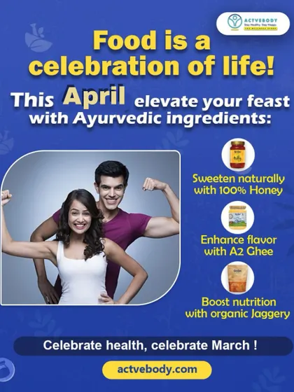 Food is a celebration of life! This April, I encourage you to elevate your feast with Ayurvedic ingredients like 100% natural honey, A2 Ghee for flavor, and organic jaggery for a nutrition boost.