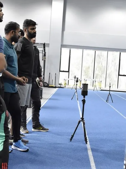 Coaches learn about using SmartSpeed technology to track speed and agility on our indoor track during a VALD equipment workshop.