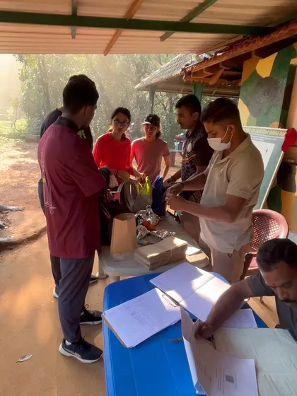 Forest officials checking trekkers' bags at the checkpoint to ensure no plastic is carried onto the trail. We fully support and cooperate with these measures.