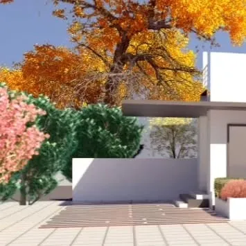 A detail shot from a landscape design concept, focusing on the use of layered planting and a wooden deck. We use varied foliage and textures to create visually interesting and sustainable garden spaces.