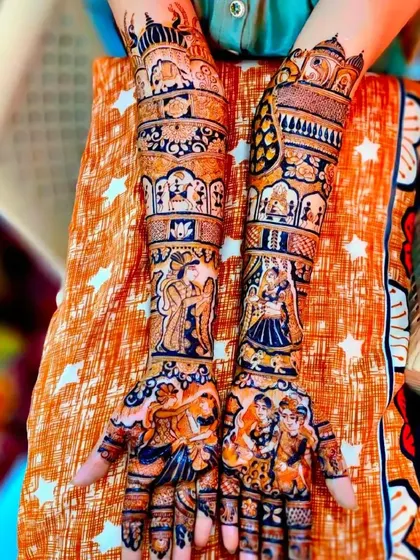 A stunningly detailed design featuring multiple wedding scenes and portraits, showcasing the complexity of my work.