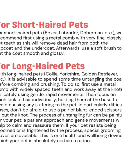 This guide provides specific advice for grooming both short-haired and long-haired pets, ensuring you use the right approach for their coat.